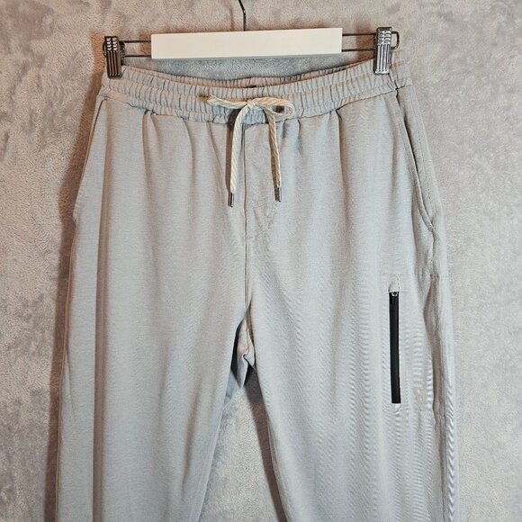 Vuori Mens M Light Gray Jogger Pants With Zipper Pocket & Drawstring Waist - Picture 4 of 14